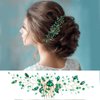 inSowni 7 Pieces Vintage Party Prom Wedding Bridal Emerald Green Beads Crystal Hair Side Combs+Rhinestone U-shaped Hair Pins Headpieces for Brides Bridesmaids Women Girls