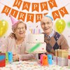 Waenerec Orange Birthday Banner Sign Happy Birthday Bunting Banner Garland for Kids Girl Woman Birthday Tea Party Decorations Bunting Flag Birthday Party Supplies