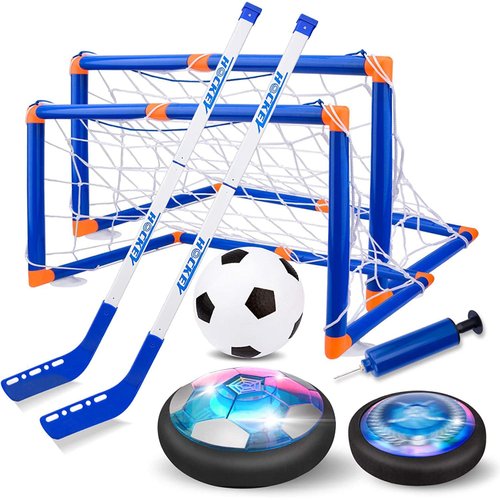 Nazano 3-in-1 Hover Hockey Soccer Ball Kids Toys Set, Led Lights Floating Air Football, Indoor Outdoor Sport Toys for Kids, Christmas Birthday Gifts for Boys Girls Aged 3 4 5 6 7 8-12