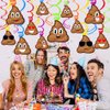 FANOST Funny Poop Emoji Party Hanging Swirls, 24 PCS Emoji Foil Hanging Banners for Adults Kids Birthday Party Decorations, Retired 50th 60th 80th Party Favors Decor Supplies