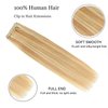 Clip in Hair Extensions Real Human Hair for Women Thick Remy Human Hair Extensions Brazilian Straight Human Hair Clip ins Mixed Balayage Ash Blonde to Bleach Blonde Color 7pcs 20Inch 120g/set