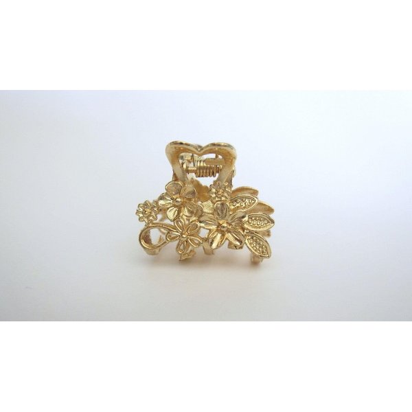 Generic Small mini gold metal flowers leaf hair claw clip