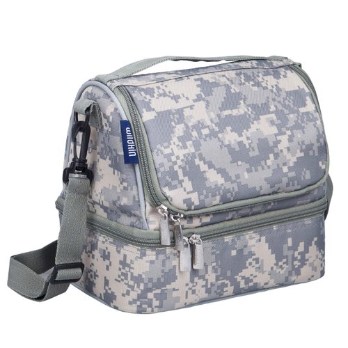 Wildkin Two Compartment Insulated Lunch Bag for Boys & Girls, Perfect for Early Elementary Lunch Box Bag, Ideal Size for Packing Hot or Cold Snacks for School & Travel Lunch Bags (Digital Camo)