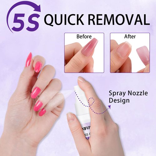 XIFEPFR Nail Glue Remover Kit, 2pcs Press on Nail Remover with Removal Tools, Easy Remove Solid Nail Glue Gel On Fake Nail Tips in 5s, Non-Acetone, Not for UV Gel or Gel Nail Polish