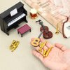 Dollhouse Miniature Musical Instrument Set in 1:12 Scale, Mini Dollhouse Musical Instrument Model Includes Violin Piano Trumpet Saxophone Electric Guitar, Model Accessory for Dollhouse Mini Music Room