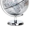 Topglobe 5.5'' World Globe Silver - English Map - Mini Globe Educational/Geographic - Stainless Steel Arc and Base - Silver Grey