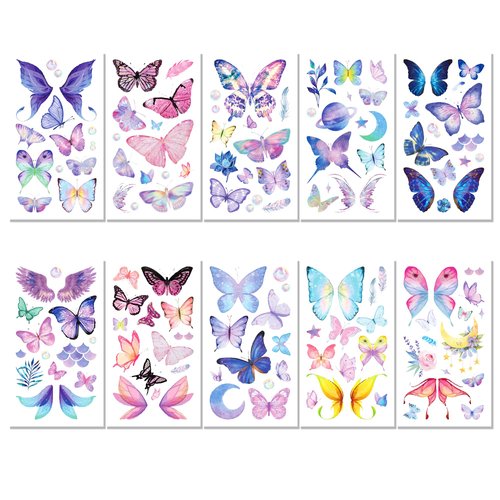 160PCS Colorful Butterflies Temporary Tattoos Theme Birthday Party Decorations Supplies Favors Decor Stickers Tattoo Gifts for Kids Girl Boys Games School Rewards Prizes Christmas Xmas Carnival