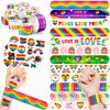 48 LGBT 24PCS LGBT Temporary Tattoos Sticker 24PCS Slap Bracelets Perfect for Themed Birthday Party Favors Baby Showers or Classroom Rewards Ideal Decor and Gifts for Girls and Boys