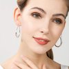 Silver Oval Hoop Earrings for Women Hypoallergenic Medium Sterling Silver Teardrop Oval Hoop Earrings