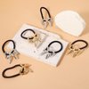 6Pcs Metal Bow Hair Ties, Silver Gold Hair Cuffs for Ponytails Holder, Elastic Bowknot Hair Scrunchies Elegant Hair Band Rope, Gold Hair Ties with Bows for Women Thick Thin Curly Hair Styling