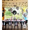 12 Pcs Black White Checkered Balloons 18 Inch, Big Black White Round Checkered Balloons Mylar Foil Checkered Balloons for Race Car Themed Birthday Party Decorations Supplies