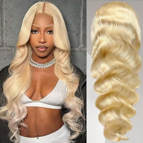 Loyom 613 28 Inch Lace Front Wig Human Hair 13x6 Transparent Lace 12A 200% Density Blonde Lace Fr...