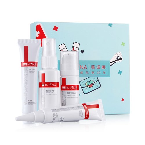 WINONA Natural Skin Care Sets with Face Cleanser,Face Toner,Moisturizer Face Cream and Facial Suncreen,Hydrating Soothing Moisturizing for Sensitive Dry Skin