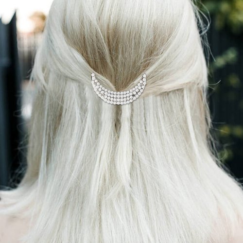 9 Pack Vintage Minimalist Bowknot Circle Moon Star Branch Pearl Metal Silver Hair Clips Hairpins Snap Barrettes Comb Claw Clamp Wedding Bridal Decorative Hair Styling Ornament Accessory for Women Lady