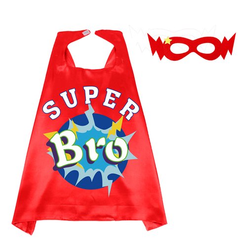 D.Q.Z Superhero-Cape for Kids with Mask, New Sibling Gifts for Big Brother Role Play Birthday Family Halloween Party (Red)
