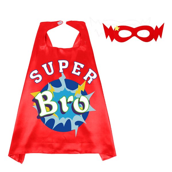 D.Q.Z Superhero-Cape for Kids with Mask, New Sibling Gifts for Big Brother Role Play Birthday Family Halloween Party (Red)