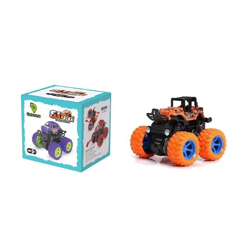 AHYCS Monster Truck Toys, Friction Powered Monster Trucks for Boys, Push and Go Vehicles Toy for Kids, Inertia Vehicle, Stunt On-Road Vehicle, Great for Birthday Party Gift for Boys Girls (Orange)