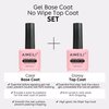 AIMEILI Soak Off Long Lasting Hema-Free U V LED Gel Nail Polish Shine Finish No Wipe Top and Base Coat Set - 2 x 15ml