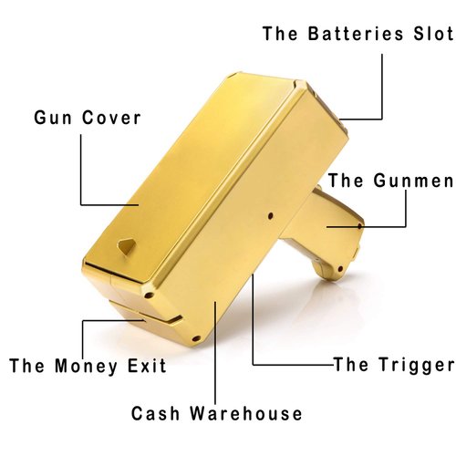 Wowok Gold Money Guns Shooter, Super Money Gun Make it Rain Toy Gun, Handheld Spary Cash Gun for Game Movies Party Supplies(Golden)