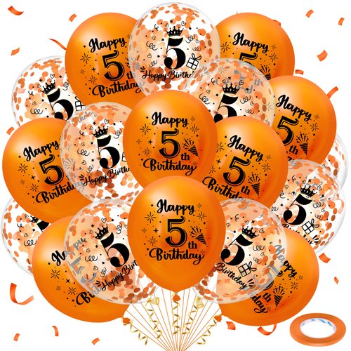5th Birthday Balloons for Girls Boys 18Pcs Orange Happy 5th Birthday Latex Balloons Orange 5th Birthday Party Decorations for Kids 5th Birthday Baby Shower Fall Halloween Party Supplies 12 Inch