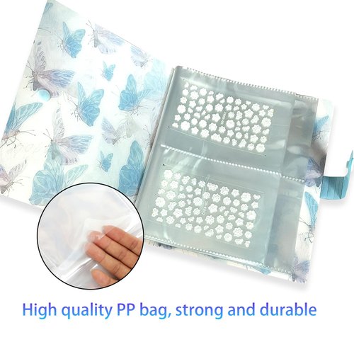 WAFOLOZE 144 Slots Nail Art Sticker Storage Book Display Collecting Equipment Nail Art Decals Photos Storage Book Manicure Designer Tools Decoration Kits(Butterfly)