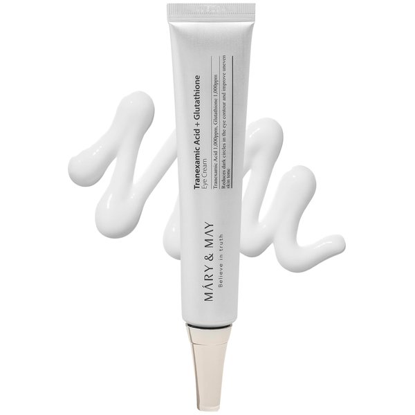 Mary&May Tranexamic Acid + Glutathione Eye Cream - Powerful Antioxidant, Reduces Dark Circles in the Eye, Improve Uneven Skin Tone with Vitamin C - Suitable for Morning and Night Use, 1.01 oz.