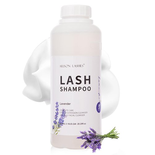 Arison Eyelash Eyelash Extension Shampoo 600ml / Eyelid Foaming Cleanser/Wash for Extensions and Natural Lashes/Paraben & Sulfate Free Safe Makeup & / Professional & Self Use (Lavender)