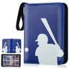 Baseball Card Binder, Trading Card Binder with Sleeves, Sports Card Binder Collectible Trading Card Albums Fits Cards with 50 Removable Sleeves (Blue, 400 Pockets)