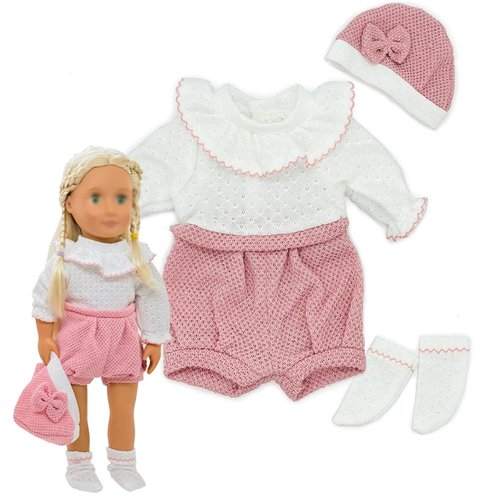 American Baby Dolls Clothes Set 18 Inch Girl Reborn Baby Doll Cute Clothes Jumpsuits Lace Outfits Accessories Fit 17-18 inch (Pink Knitted)