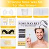 Nose Wax Kit for Men Women, Yovanpur Nose Hair Waxing Kit with 100g Nose Hair Wax Beads (15-20 USES), 20 Applicator, 15 Mustache Protector, 10 Paper Cups, 1 Measuring Cup - Easy, Quick and Painless