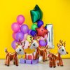 4D Deer Airwalker Walking Animal Balloon For Christmas Party Supplies Baby Showers Gender Reveal Birthday Decor, 3 Pack Self-Stand Reindeer Balloons Forest Critter Buck or Doe Deer Mylar Foil Balloons
