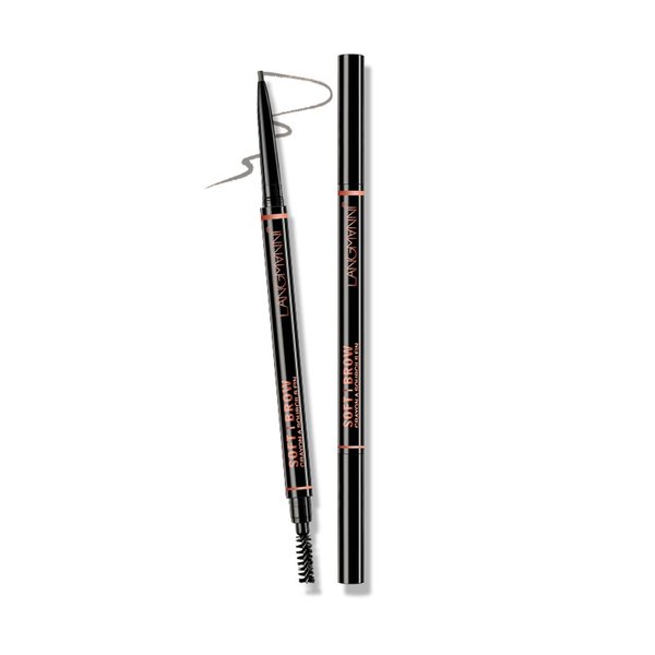 Kyannkara Eyebrow Pencil Stereoscopic Eye Makeup Eyebrow Makeup, Long Lasting, Waterproof and Smudge-proof(Gray)