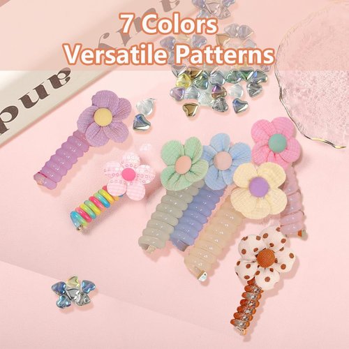 7P Telephone Wire Hair Bands for Girls - Spiral Hair Ties Colorful Telephone Line Hair Bands for Little Girls,Ponytail Holders,Waterproof Phone Cord Hair Accessories Hair Rubber Bands for Woman