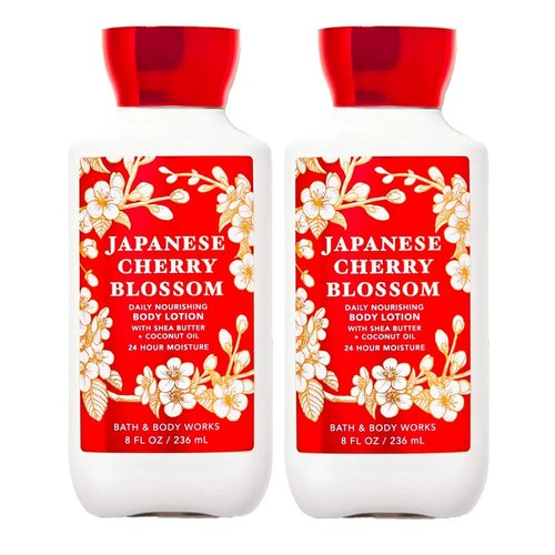 Bath & Body Works Japanese Cherry Blossom Body Lotion Shea Butter + Vitamin E 8.0 Oz (Pack of 2)