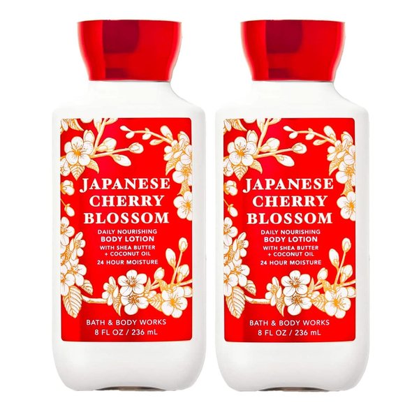 Bath & Body Works Japanese Cherry Blossom Body Lotion Shea Butter + Vitamin E 8.0 Oz (Pack of 2)
