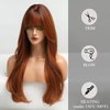 HAIRCUBE Long Auburn Wig with Bangs Layered Curly Orange Wigs for Women Natural Synthetic Wigs for Daily Use (pelucas de cabello natural)