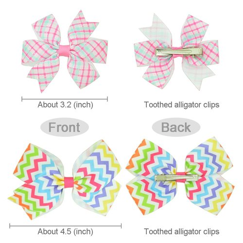 5" and 3" Hair Bows for Girls Colorful Grosgrain Ribbon Hair Bow Alligator Clips Hair Accessories for Girls,14 Color Available