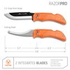 OUTDOOR EDGE RazorPro Double Blade Folding Hunting Knife - Field Butcher Knife with Replaceable RazorSafe & Gutting Blades, Orange Non-Slip Handle, Camo Holster, & 6 Blades. Must-Have Hunting Gear