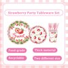 DELICAT 143 PCS Strawberry Party Decorations, Strawberry Birthday Supplies with Paper Plates Napkins Cups Disposable Tablecloth Sweet One Decor Tableware Set for Berry First Party Girl 20 Guests