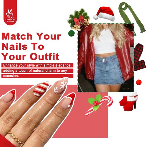 LAVENDER VIOLETS Gel Nail Polish Kit with U V Light - Christmas Gel Colors, LED Nail Lamp, Nail Extension Starter: 240 Short Almond Tips, Nail Glue, Base Coat, Glossy/Matte Top Coat VC17
