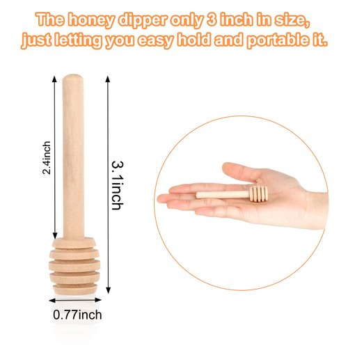51 PCS Honey Dipper, 3 Inch Mini Wooden Honeycomb Sticks, Small Honey Stirrer Stick, Honey Sticks for Honey Jar Dispense Drizzle Honey and Wedding Party Favors Gift