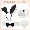 U-Goforst Women Bunny Costume Accessories Set, White and Black Bunny Ears Headband Collar Bow Tie Costume Cuffs Rabbit Tail for Adult Halloween Party
