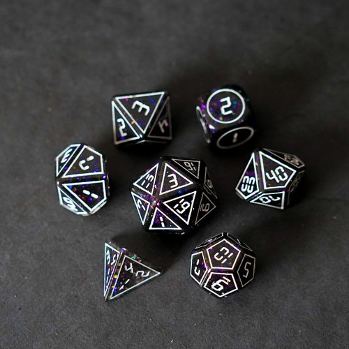 FanRoll by Metallic Dice Games 16mm Resin Poly DND Dice Set: Framed Void, Role Playing Game Dice for Dungeons and Dragons
