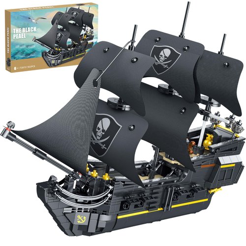 Pirate Ship Micro Building Blocks Sets Toy - 921PCS Black Pear Boat Model Caribbean Pirate Ship Mini Blocks Bricks Kit, Ocean View Sailboat Building for Teen, Kids, Adult - Collection Birthday Gift