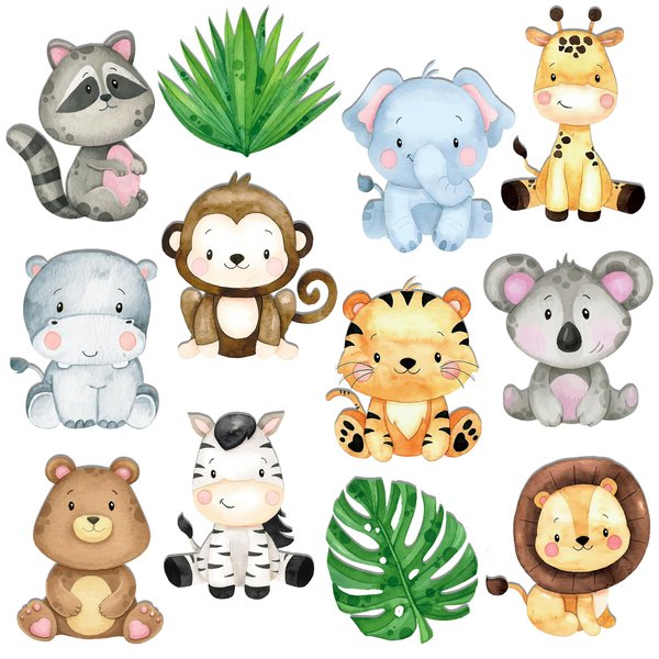 36 Pieces Safari Animals Cutouts Jungle Party Cut-Outs Safari Birthday Party Decorations Animals Cardboard Cutouts for Animal Theme Classroom Baby Shower Supplies