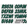 STIFFIE Whipline Solid Racing Green/Black 3" Alpha-Numeric Registration Identification Numbers Stickers Decals for Boats & Personal Watercraft