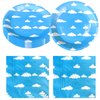 Hqyybf Blue Sky White Clouds Birthday Party Supplies, 20 Plates and 20 Napkins, Blue Sky Cartoon Theme Birthday Party Decorations for Baby Kids Shower
