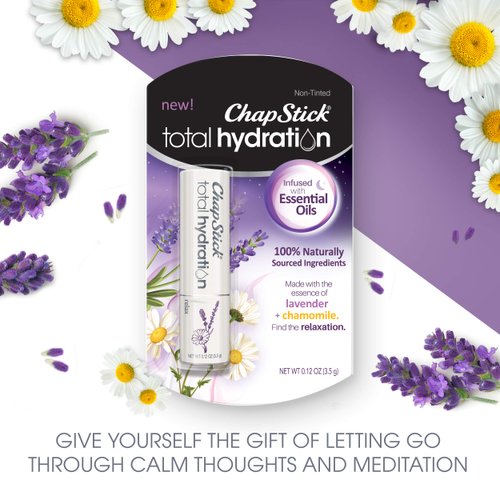 ChapStick Total Hydration Essential Oils Relax Chamomile + Lavender Lip Balm Tube, Lip Care - 0.12 Oz