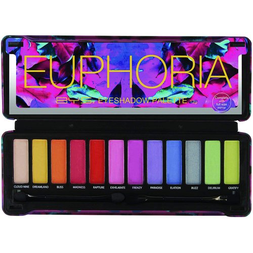 BYS Eyeshadow Palette Tin with Mirror and Applicator 12 Shades (1, Euphoria)