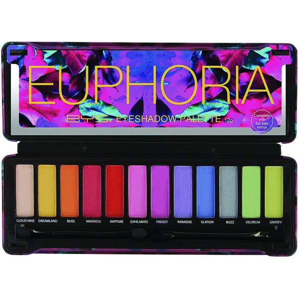 BYS Eyeshadow Palette Tin with Mirror and Applicator 12 Shades (1, Euphoria)